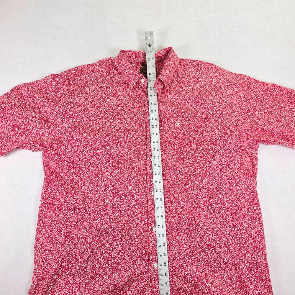 Ariat Red Floral Print Casual Button-Down Shirt - Picture 8 of 9